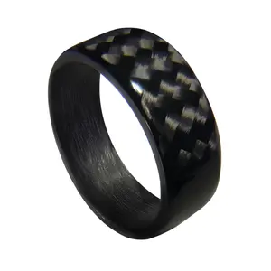 Men's or Women's Full Carbon Fiber Twill Gloss Ring - Custom Band Widths - Handcrafted - Durable - Waterproof - Lightweight - Black Band