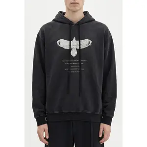 Ann Demeulemeester Ollie Eternal Eagle Printed Hoodie In Faded Black