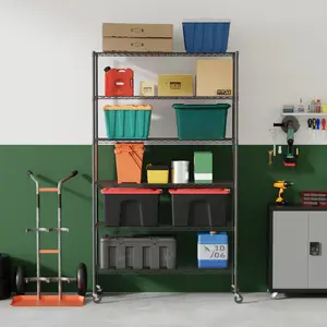 BestOffice Furniture Garage Shelving Classic 3/4/5/6 Tier Shelving Unit NSF Wire Shelf Metal Large Storage Shelves Heavy Duty Height Adjustable Commercial Grade Steel Utility Layer 1000+ LBS Capacity for Craft Warehouse Pantry Kitchen