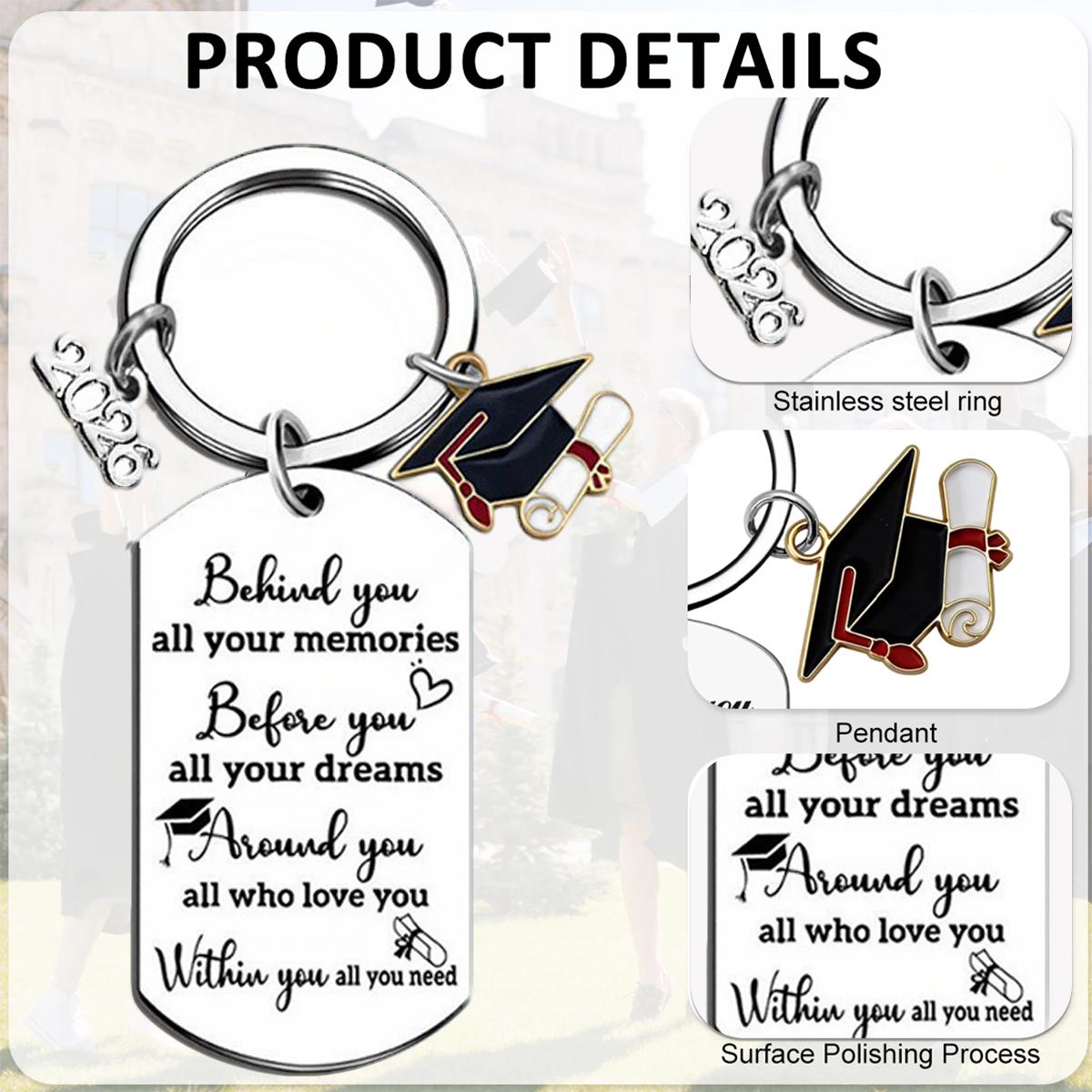 2026 Graduation Key Chain Gifts for Her Him Girls Boys, Class of 2026 Keychain Graduation Gifts for College Middle High School Graduates Daughter Son Inspirational Religious Christian Gift for Graduation Students(Silver/Black)