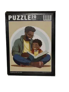 The Puzzle Chest LLC Reading with My Dad Jigsaw Puzzle 20 Pieces 10 in x 12 in for Kids Ages 3+ Diversity Preschool Kindergarten African American Father and Son Puzzle