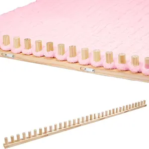 Portable Foldable Wooden Hand Loom (6pcs, 70.8in) for Thick Rugs, Blankets & Handcraft Projects - Includes Screwdriver, Installation Nails - Ideal for Beginners, Kids, Teens, Outdoor Handwork, DIY