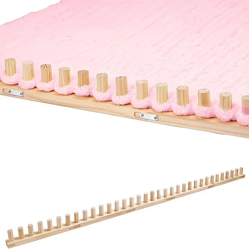 Portable Foldable Wooden Hand Loom (6pcs, 70.8in) for Thick Rugs, Blankets & Handcraft Projects - Includes Screwdriver, Installation Nails - Ideal for Beginners, Kids, Teens, Outdoor Handwork, DIY