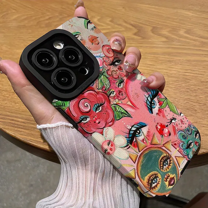 Fashion Art Pattern Phone Case, Shockproof Phone Protective Cover, Phone Accessory Compatible with iPhone 16 15 14 13 12 11 Pro Max Casing, Shockproof Protector