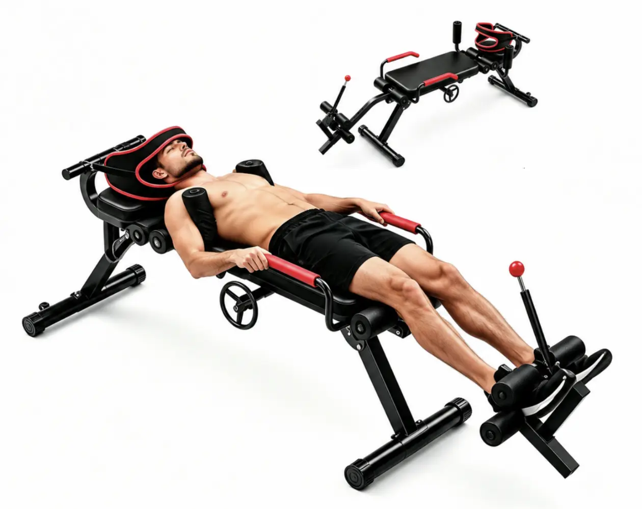 Adjustable Full-Body Stretching Bench,Decompression Table,Decompression Back Device,Manual Control Recovery Gear, 330 lb Capacity, Padded Supports, Lumbar & Spinal Decompression, Non-Inversion Home Gym Strength Training Equipment,outdoorfun