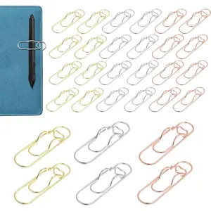 30 count Metal Pen Clips,Paperclip Pen Holder,Heart Shaped Paper Clip Pen Holder for Notebook,Journal,Planner&Book,Portable Bookmark Paperclip Clip School Office Supplies Accessory(//Rose )