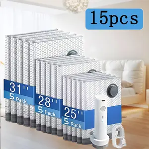 Vacuum Compression Bags Organiser Set - 15-Pack 3 Sizes, USB Rechargeable ABS Handheld Pump with Built-In Battery, PVC Dustproof Waterproof Reusable Space Saver for Clothes, Zip Closure for Carry-On Suitcases