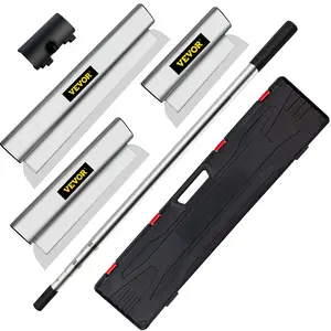VEVOR Drywall Skimming Blade Set, Multi-Size 25cm/40cm/60cm Blades, 35"-78" Extendable Handle, European Stainless Steel Construction, Aluminum Profile Spatula for Gyprock/Wall-Boa Smooth Finishing