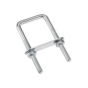 uxcell Square U-Bolts 1-5/8"(40mm) Inner Width Carbon Steel M8 with Nuts, Frame Plate, Round Washers 4 Set