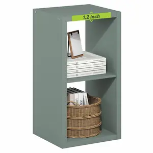 CUBICLE Book Shelf, 2-Cube Thick Frame Bookshelf, Horizontally & Vertically Reversible Bookcase with Open Back, 14.6 x 15.9 x 30, for Living Room, Bedroom, Home Office, Sage Green