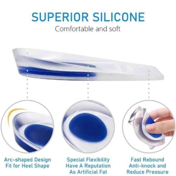1 Pair Soft Gel Heel Cushions, Clear Silicone Shoe Inserts for All Day Comfort Men & Women (Blue)