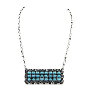 Western Turquoise Stone Metal Plate Necklace: AURORA