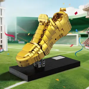 Football Fan Golden Boot Trophy Building Blocks, Adjustable Tongue & Heel, Desk Collection Model, Stress Relief, Valentine's Gift, Suitable for 8+