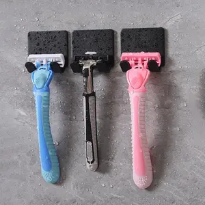 Wall Mounted Razor Holders, 3 Counts Razor Shaver Hangers, Punch-free Wall Hanging Hooks, Summer Essentials, Self Adhesive Hooks