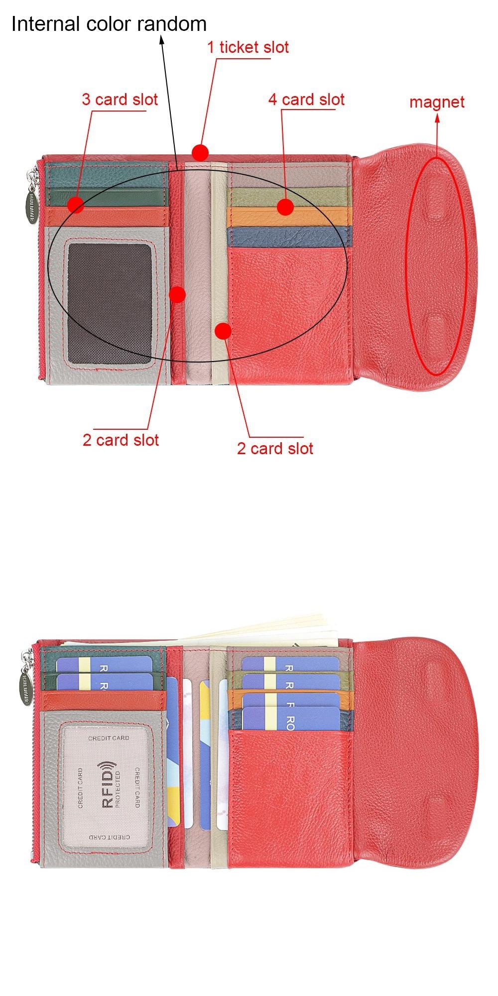 Royal Bagger RFID Blocking Women's Short Wallet Genuine Leather Multi-card Slots Card Holder Trifold Purse Magnetic Opening 2063 SpringStatements