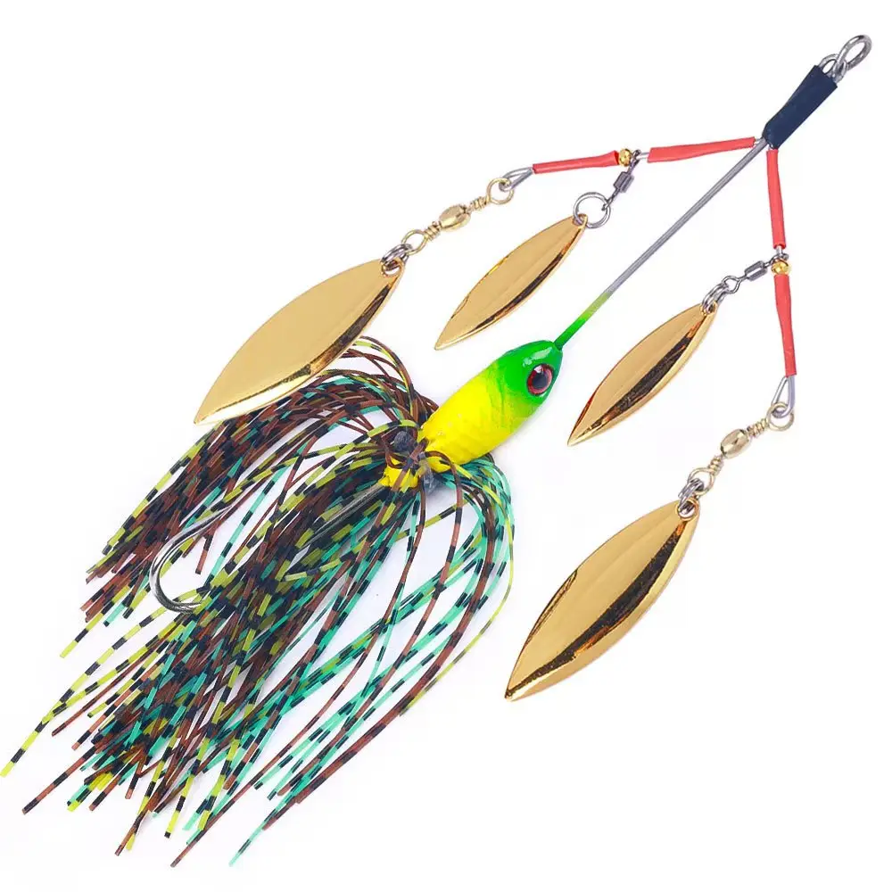 Ultimate Lure 4PCS 1PCS Spinnerbait 5.12in/0.8oz Jigs Bait with Double Composite Rotating Sequins Artificial Bait for Bass Pike for Anglers Freshwater