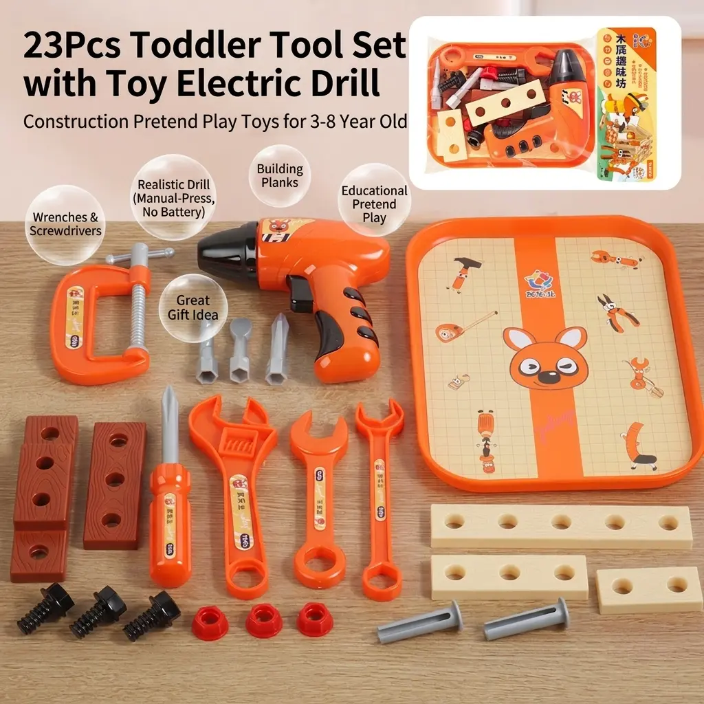 23Pcs Toddler Tool Set with Toy Electric Drill, Construction Pretend Play Toys for 3-8 Year Old, DIY Building Christmas Birthday Gift,Preschool ToyA toolset that can be played with in water!FamilyGift