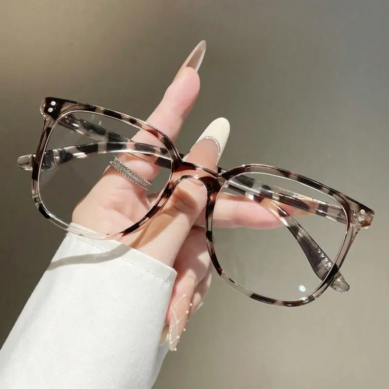 Unisex Leopard Print Square Frames Boho Style Glasses, Fashionable Frames Glasses, High Quality, Stylish Trendy Casual Eyeglasses, Anti-Blue Light, Plastic Frame, Lightweight Eyeglasses, Ideal for Daily Use, Office Reading, TV, Gaming, Phone