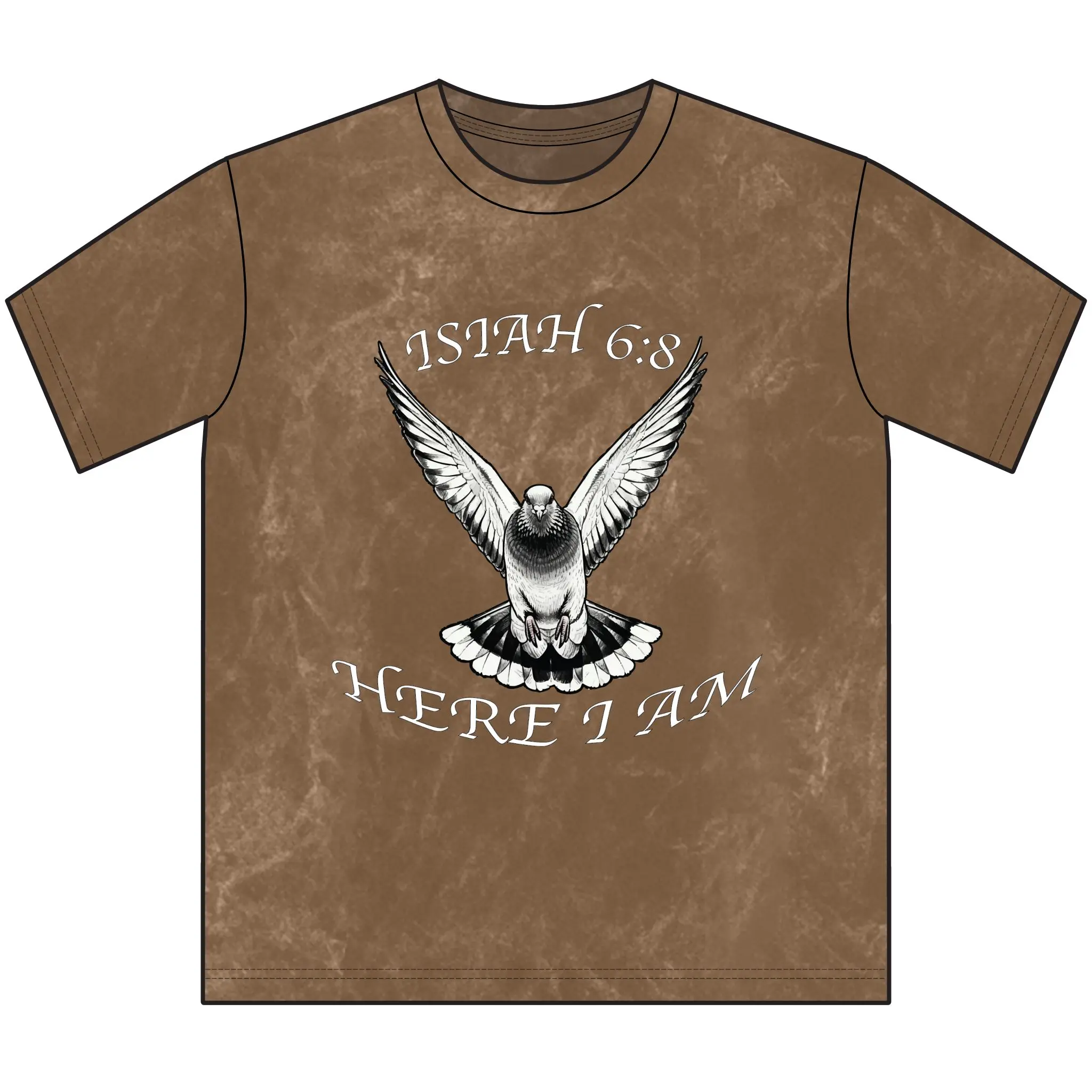 Isaiah 6:8 Christian Tee | Here Am I Send Me Shirt | Dove Illustration Scripture Apparel | Mens Faith | Missionary Gift | Christian Dad