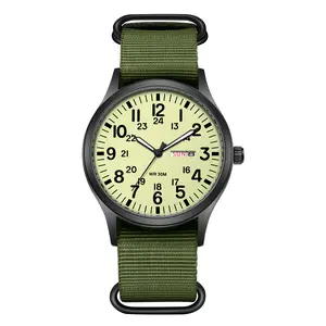 OIDEA Tactical Military Nylon Strap Watch for Men, Big Face Analog Quartz Wristwatch with Date, Day, 12/24 Hour and Luminous Hands