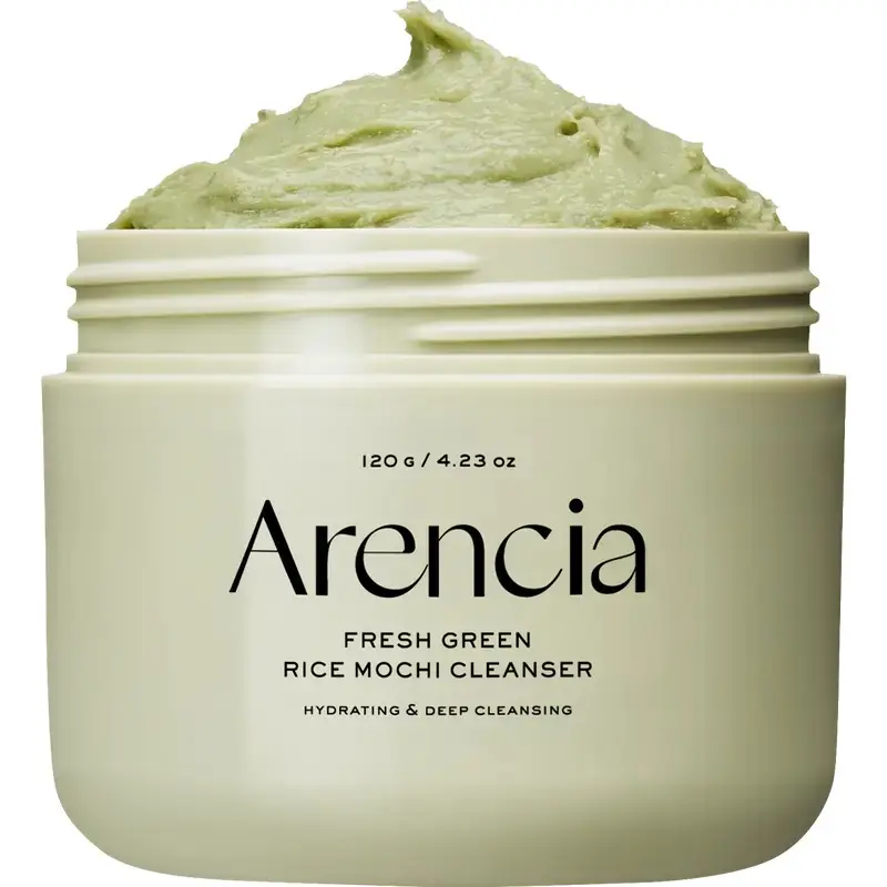 Arencia Fresh Green Rice Mochi Cleanser, 4.23oz - Gentle Foaming Facial Cleansing for Clogged Pores and Acne-Prone Skin