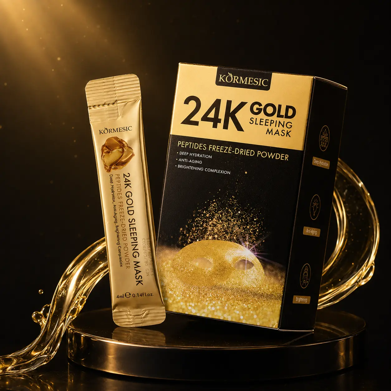 24K Gold Peptide Night Sleeping Mask | 20 Pack Independent 4ml Sachets, Gentle Leave-On Cream Mask, Deeply Hydrates & Refines Skin Texture, Delivers Soft, Refreshed Complexion for Night Skincare