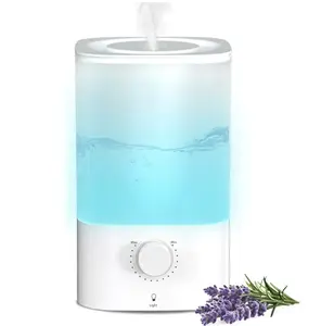 ZAFRO 3.2L Comfort Humidifier for Bedroom with 360° Adjustable Nozzle and 7-Color LED Night Light, Top Fill Ultrasonic Cool Mist, Auto Shut-Off, White