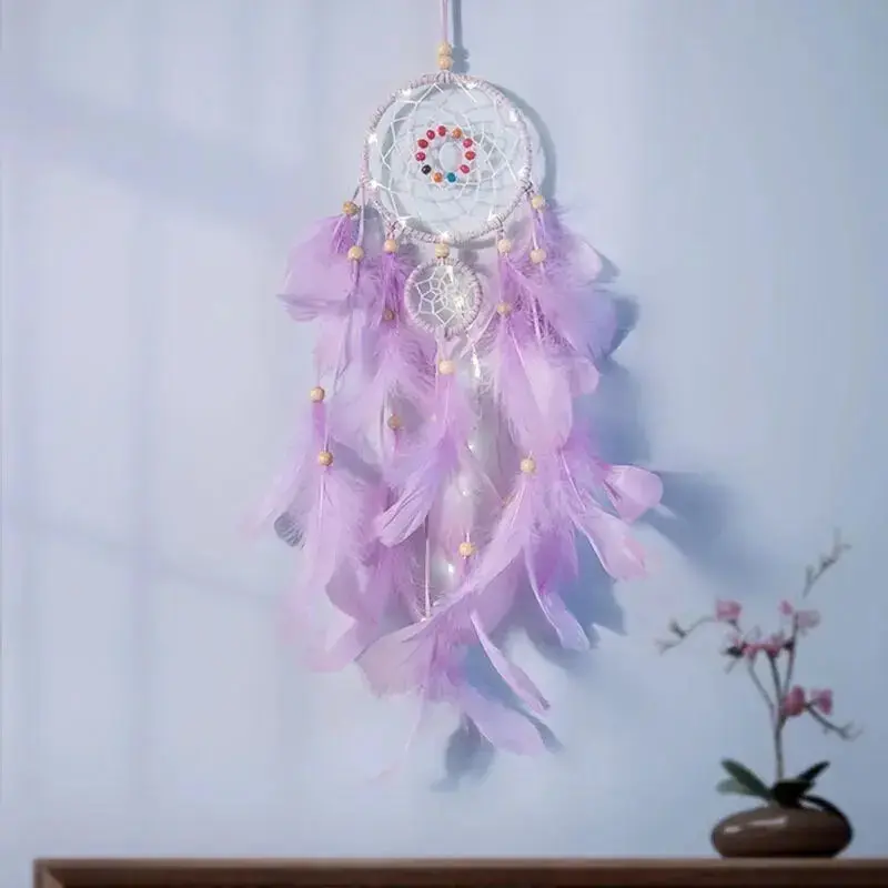 Dreamcatcher | Purple | Dream Catcher | Wall Hanging Decoration | Boho | Feathers | Art | Gift Hangable Ornaments