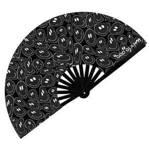Dark Smiley EDM Rave Clack Folding Hand Fan - God Glam It fan  clackers