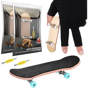2 Pieces Wooden Mini Finger Skateboard Park Professional Fingertip Toy with Mini Screwdriver Novelty Toys for Teens and Adults