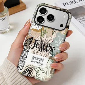 Jesus Grow in Grace Pattern Phone Case for iPhone 17 16 15 Pro Max 14 Plus 13 12 11 Air Premium Dual Layer Durable Shell TPU Inner Shockproof Drop Protection Half-Wrap Cover Christian Aesthetic Gift Idea Smartphone Casing  FLLM260520002 Rustic Silicone, A