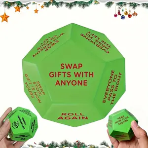 1pc New Christmas Party Gift Exchange Dice - 12-Sided with 12 Unique Action Words & Swap Rules,Large Dice for White Elephant, Secret Santa,Yankee Swap Games - Party Game Night Supplies, Durable & Easy to Use,Ideal for Group Events & Holiday Gatherings