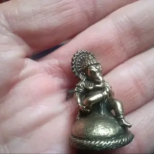 Brass metal Ganesh statue Bangkok Thailand 1.2"
