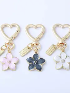 Heart-Shaped with Floral Design, Cute Holiday Accessory, Colorful Bag Charm for Women, Keychain for Bags, Perfect Birthday and Valentine's Gift