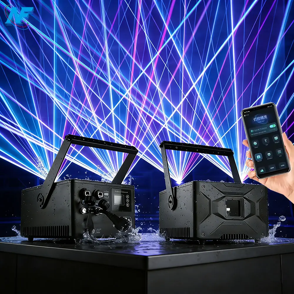 10W Laser Light IP66 Waterproof 10W RGB Full Color 3D Animation ILDA Aluminium housing touchscreen ILDA & DMX512 Sound Activated Control Party Lights for Club Birthday wedding Bar Disco Concert