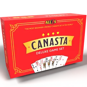 Deluxe Canasta Game Set with Large Print Cards, Rotating Tray, and Scorepad