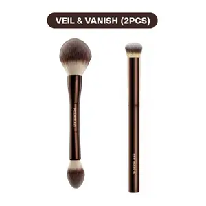 HOURGLASS Veil & Vanish, 2 pcs, Double Ended Powder & Concealer Makeup Brush, Professional Cosmetic Brush Accessories