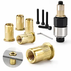 Rivet Nut Tool Kit, No Welding Threaded Inserts for Thin Metal Sheet, Strong Knurled Fasteners for Auto Repair, Brackets & DIY Projects