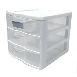 Small 3 Drawer Desktop Unit, Plastic, White