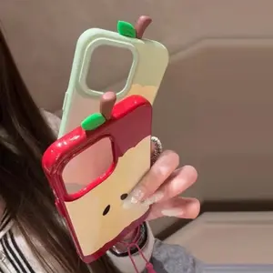 Korean Style Three-dimensional Red Apple Core Phone Case For Apple Suitable For iPhone 16 15 14 13 12 11 Por Max Anti Drop