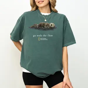 [Comfort Colors] Otter Go With The Flow T-Shirt, Cute Otter Shirt, Ocean Life Graphic Tee, Vintage Nature Shirt, Animal Lover Tee