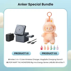 Anker 3-in-1 Cube Wireless Charger, MagSafe Charging Stand and POP MART THE MONSTERS Big into Energy LABUBU Series Blind Box Bundle#DealsForYouDays