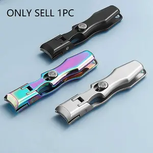 Stainless Steel Nail Clipper, 1 Count Portable Nail Trimmer with Positioning Lock, Professional Manicure & Pedicure Tool for Home & Salon Use