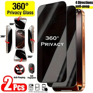 360° Privacy Screen Protector Film for Apple Phones, 2 Pack, Full Coverage Anti-Spy, Drop Protection, Phone Accessories