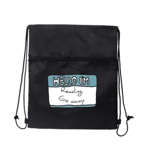 Reading Do Not Disturb Sassy Graphic Casual Classic Drawstring Zipper Backpack for Office Work Daily Commute and Casual Outings