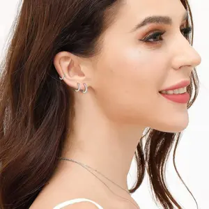 18K Gold Plated Hypoallergenic Copper Earring Set with Cubic Zirconia, Suitable for Cartilage and Comfortable Pierced Ears, Fashion Jewelry Gift for Holidays, Christmas, Birthdays, and Anniversaries