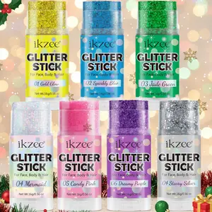 Christmas gifts Body Glitter Stick, Shimmering Body Glitter, Chunky Shimming Makeup Sticks for Face, Lips, Eyes, Hair, Party Glitter Gel for Singer Concert Music Festival,Elegant Halloween