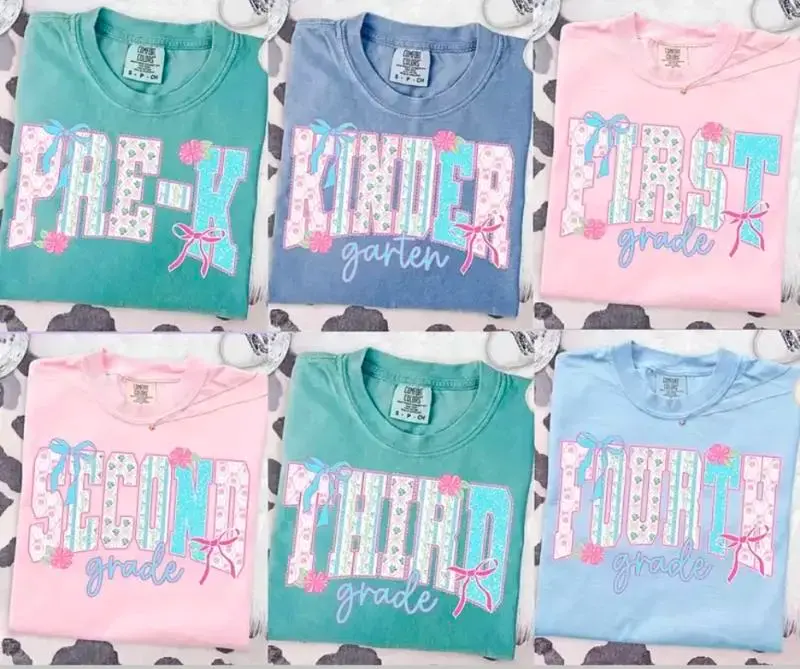 Comfort Colors Teacher T-Shirt, Preppy Floral Bow Teacher Tee, Pre-K Kindergarten 1st 2nd 3rd 4th Grade Back to School Gift