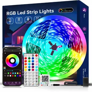 100FT Smart led lights RGB led light bedroom with 44 Keys IR Remote, App Control, Music Sync, Timer & Dimmable Brightness,Flexible adhesive design for bedroom & gaming room. Perfect ideal present for family, led lights bedroom