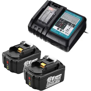 2 Pack 5.0Ah Replacement for Makita 18V Battery and 14.4V-18V Replacement Charger for Makita DC18RF Compatible with LXT Li-ion Battery BL1860 BL1850 BL1840